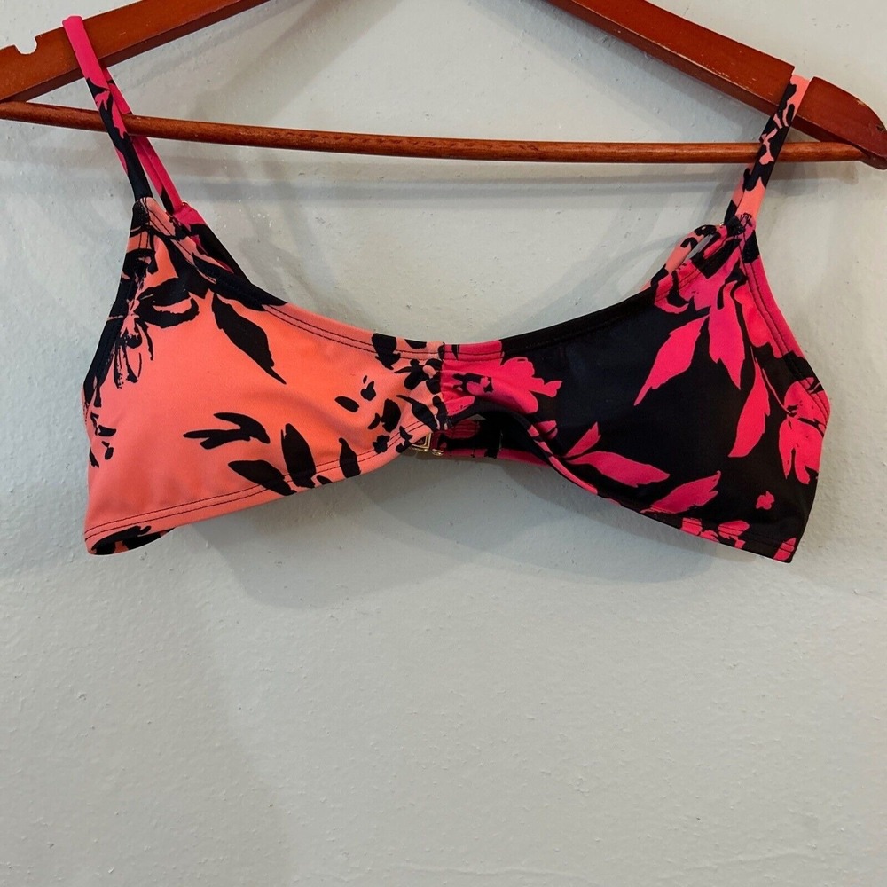 Perfect Vacation Floral Bikini Top Small‎ Polyamide & Spandex Black & Pink